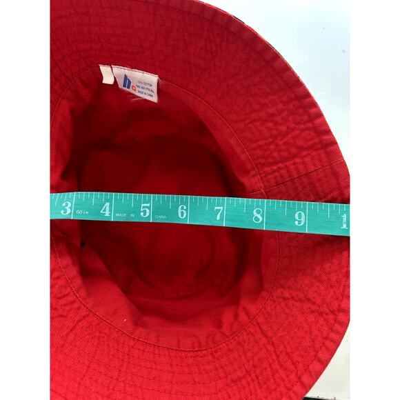 Vintage AG Bucket Hat Cap Red Floral Boho Tropical Hawaiian Beach Summer Cotton main image 6